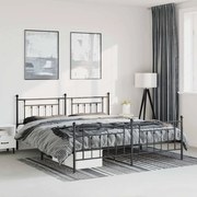 vidaXL Estrutura de cama com cabeceira e pés 183x213 cm metal preto