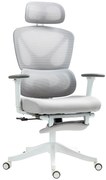 HOMCOM Cadeira de Escritório de Malha Reclinável com Apoio para a Cabeça Ajustável e Altura Regulável  71x70x109-119 cm Cinza | Aosom Portugal
