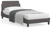 vidaXL Estrutura cama c/ cabeceira 90x200 cm couro artificial cinzento