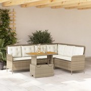 vidaXL 2 pcs conjunto de sofás p/ jardim com almofadões vime PE bege