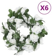 vidaXL Grinaldas de flores de Natal 6 pcs 240 cm branco
