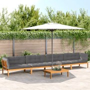 vidaXL 5 pcs móveis de paletes p/ jardim com almofadões acácia maciça