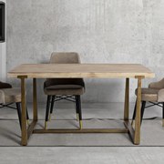 MESA DE JANTAR ANKARA 150X90X78 CM CASTANHO E DOURADO (CADEIRAS NÃO INCLUÍDAS)