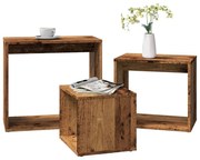 vidaXL Mesas de encastrar 3 pcs derivados de madeira madeira velha