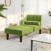 Chaise longue com rolo veludo verde-claro