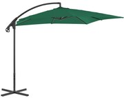 Guarda-sol cantilever com poste de aço 250x250 cm verde