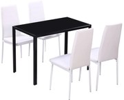 vidaXL Conjunto de jantar 5 pcs couro artificial preto e branco