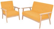 vidaXL Conjunto de sofás 2 pcs tecido amarelo