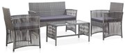vidaXL 4 pcs conjunto lounge de jardim c/ almofadões vime PE antracite