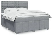 Cama com molas/colchão 200x200 cm tecido cinza-claro
