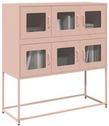 vidaXL Aparador 100,5x39x107 cm aço laminado a frio rosa