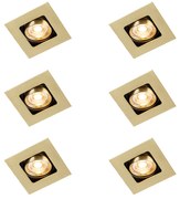 Conjunto de 6 focos embutidos quadrados latão ajustáveis - Artemis