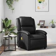 vidaXL Poltrona de massagens reclinável couro artificial preto