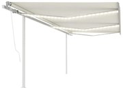vidaXL Toldo automático c/ LED e sensor de vento 6x3,5 m cor creme