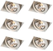 Conjunto de 6 focos embutidos brancos AR111 giratórios e inclináveis sem moldura - Oneon