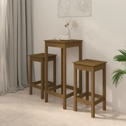 3 pcs conjunto de bar pinho maciço castanho mel