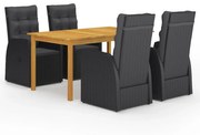 vidaXL 5 pcs conjunto de jantar de jardim preto