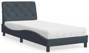 Cama com colchão 90x190 cm veludo cinzento-escuro