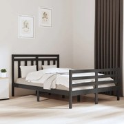 Estrutura de cama dupla pequena 120x190 cm madeira maciça cinza