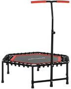 SPORTNOW Trampolim Fitness 114x114x132 cm com Guiador Ajustável em 3 Níveis Estrutura de Aço para Treino de Perna Corpo Vermelho | Aosom Portugal