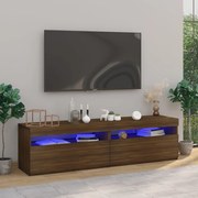 Móvel de TV com luzes LED 2 pcs 75x35x40 cm carvalho castanho