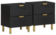vidaXL Mesas de cabeceira 2 pcs 40x33x46 cm mangueira maciça preto