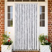 vidaXL Cortina anti-insetos 118x220 cm chenille cinzento e branco