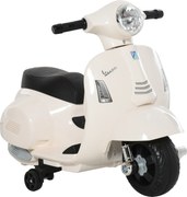 HOMCOM Mota Elétrica Vespa para Crianças com Farol e Buzina 66,5x38x53 cm Branco | Aosom Portugal
