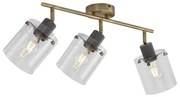 Foco de teto de design bronze com vidro transparente 3 luzes - Domo Moderno