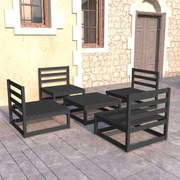vidaXL 5 pcs conjunto lounge de jardim pinho maciço preto