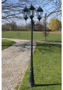 Brighton Candeeiro de pé p/ jardim 3 braços / 230 cm Verde escuro/preto