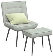 vidaXL Cadeira de descanso com banco veludo cinzento-claro