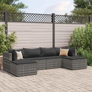 vidaXL 6 pcs conjunto lounge de jardim c/ almofadões vime PE cinzento
