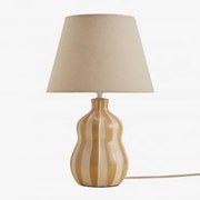 Candeeiro De Mesa ↑40 Cm Em Cerâmica E Linho Jolira Castanho Areia - Sklum