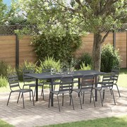 vidaXL Conjunto de Jantar de 9 Peças Manual 9 pcs Cinza Escuro Largo