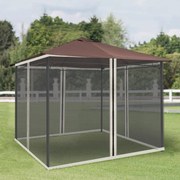 4 Painéis Laterais 302x207 cm para Tenda de Jardim Mosquiteira para Gazebo com Zíperes e Anéis Pretos