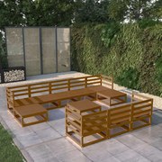 11 pcs conjunto lounge de jardim pinho maciço