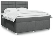vidaXL Cama com molas/colchão 200x200 cm tecido cinzento-escuro