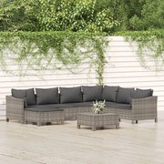 vidaXL 8 pcs conjunto lounge de jardim c/ almofadões vime PE cinzento