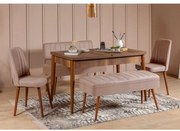 Conjunto de Mesa de Jantar Extensível e Cadeiras Vina – Nogueira Pedra