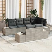 vidaXL Conjunto de Sofás de Jardim com 7 Peças e Almofadas Cinza Claro em Rattan Sintético
