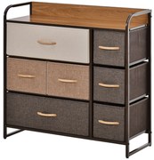 HOMCOM Cómoda com 7 Gavetas de Tecido Dobráveis Móvel Organizador com Estrutura Metálica e Antitombo 80x29x78,5 cm Multicolor | Aosom Portugal