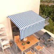 vidaXL Toldo retrátil manual com estore 3,5x2,5 m azul e branco