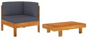 2 pcs conj. lounge de jardim c/ almofadões cinza-escuro acácia