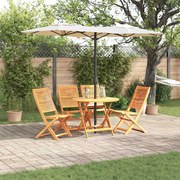 vidaXL Conjunto de Móveis ao Ar Livre 5 pcs Madeira Natural Ø 90x75 cm