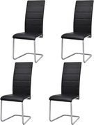 vidaXL Cadeiras de jantar cantilever 4 pcs couro artificial preto