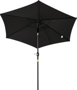 Outsunny Guarda-sol reto guarda-sol inclinável de jardim manivela tecido de poliéster alta densidade 180 g/m² Ø2,6 x 2,35 m alumínio preto | Aosom Portugal