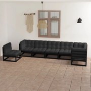 vidaXL 7 pcs conjunto lounge de jardim c/ almofadões pinho maciço