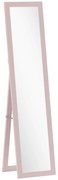 HOMCOM Espelho de Pé 37x155 cm Espelho de Corpo Inteiro Espelho de Parede Retangular com Estrutura de Madeira Rosa Claro | Aosom Portugal