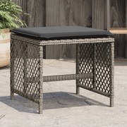 vidaXL Bancos jardim com almofadões 4 pcs 41x41x36 cm vime PE cinzento